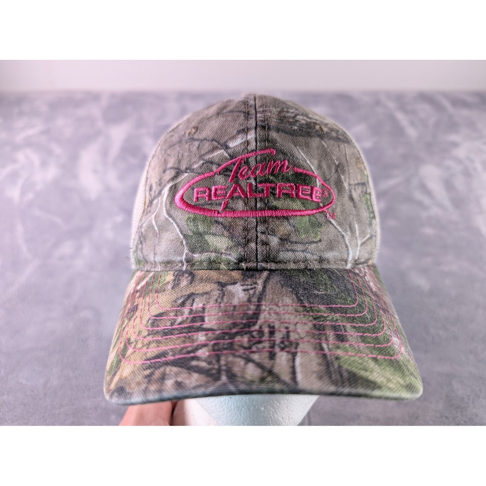Team Realtree Camo Trucker Hat Pink Logo Mesh Back Adjustable Cap Outdoor Cap Co